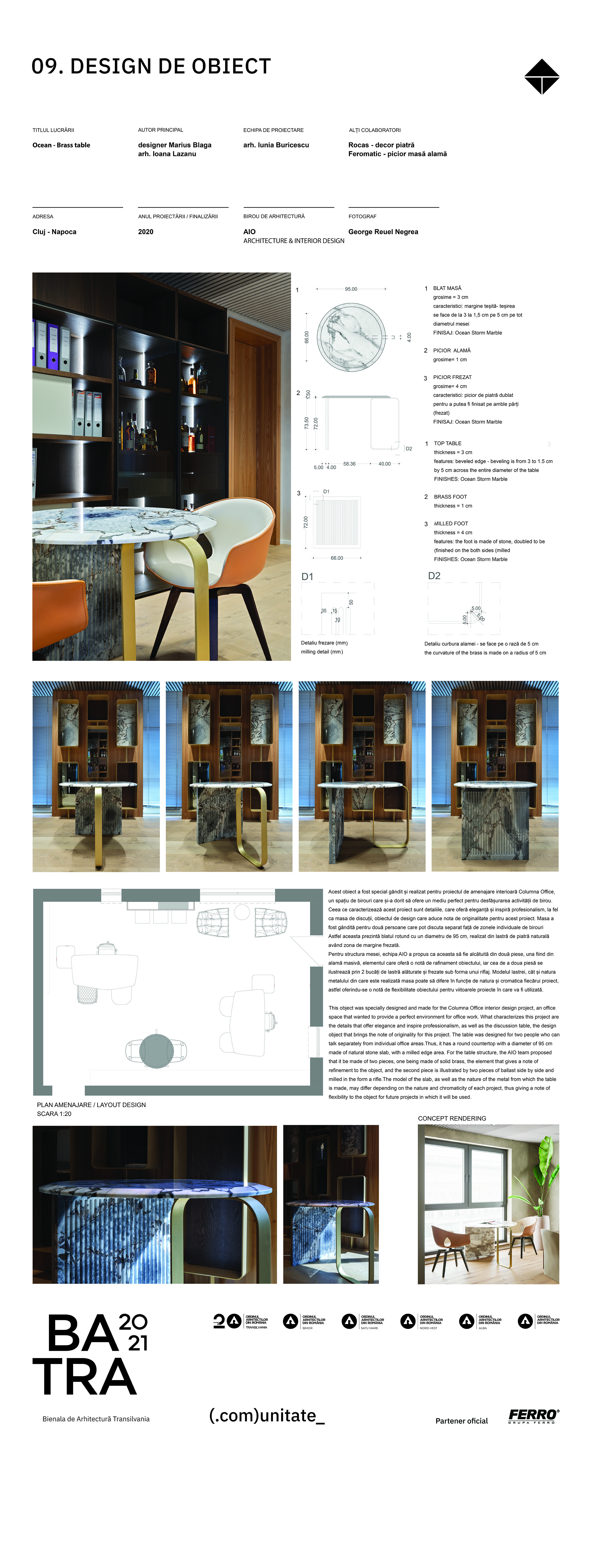 9 06 Ocean - Brass table - AIO  -   ARCHITECTURE   INTERIOR DESIGN -Maria Voicu